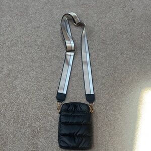 Black Quilted Crossbody Bag with Adjustable Strap